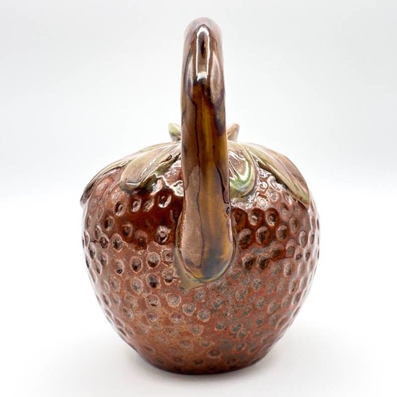 Vintage Strawberry Pitcher Majolica Style Pottery 6" - Picture 10 of 13